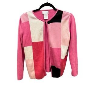 2/$15 Designers Originals S 100% cotton Vibrant Pink Vintage Cardigan open front